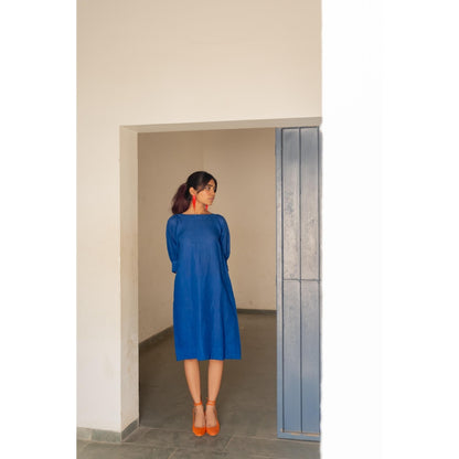 Silai Studio Sapphire Blue Linen Dress