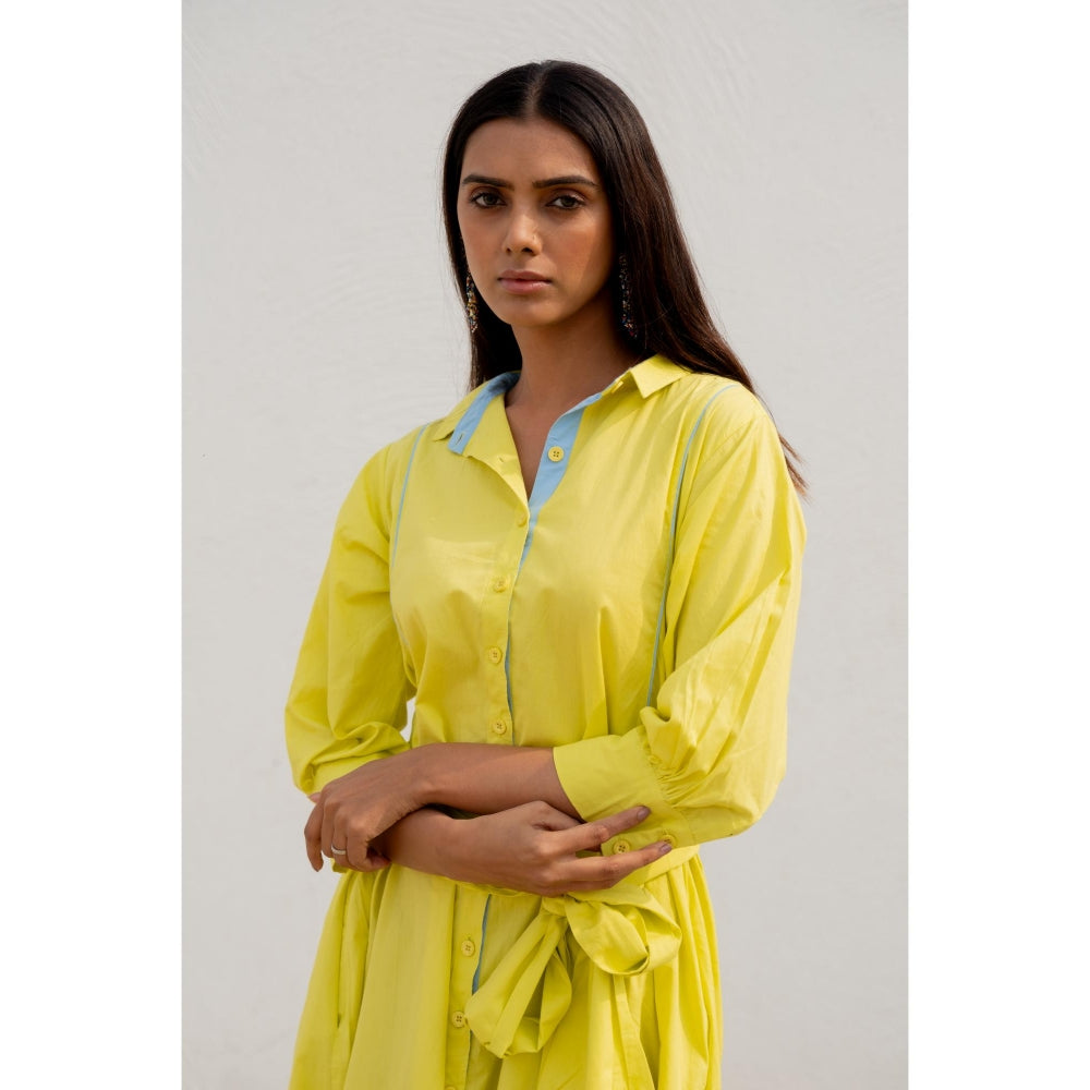 Silai Studio Neembu Yellow Shirt Dress