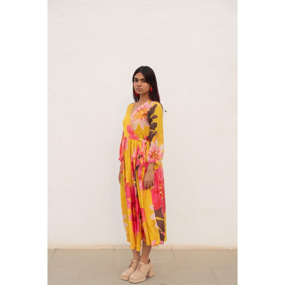 Silai Studio Tuscany Flowers Wrap Dress with Slip (Set of 2)