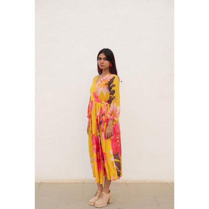 Silai Studio Tuscany Flowers Wrap Dress with Slip (Set of 2)