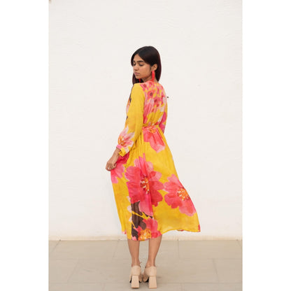 Silai Studio Tuscany Flowers Wrap Dress with Slip (Set of 2)