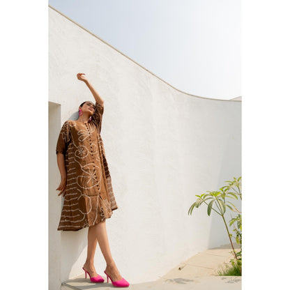 Silai Studio Rosewood Bandhani Dress with Inner (Set of 2)