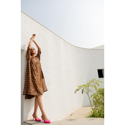 Silai Studio Rosewood Bandhani Dress with Inner (Set of 2)