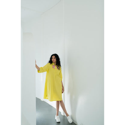 Silai Studio Yellow Pink Embroidered Dress