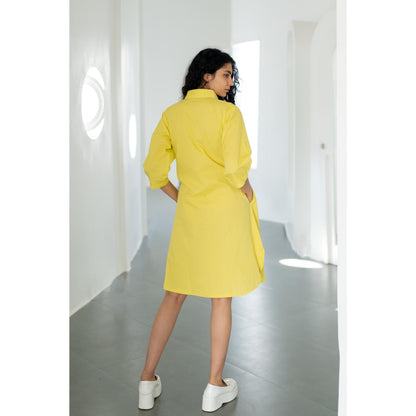 Silai Studio Yellow Pink Embroidered Dress