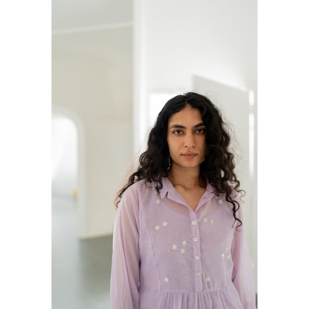 Silai Studio Pale Periwinkle Chanderi Dress
