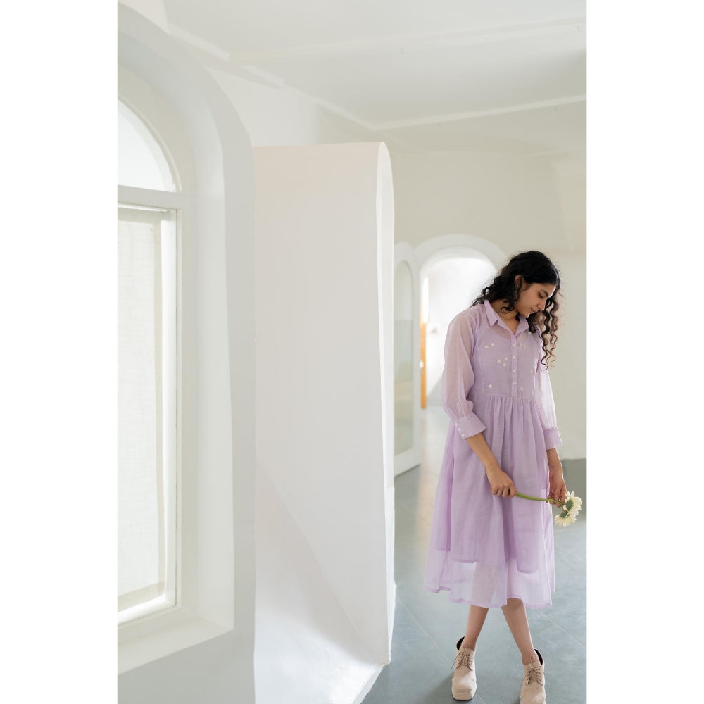 Silai Studio Pale Periwinkle Chanderi Dress