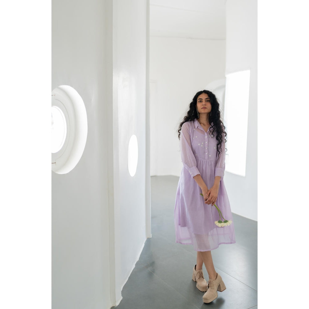 Silai Studio Pale Periwinkle Chanderi Dress