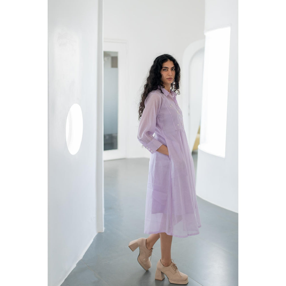 Silai Studio Pale Periwinkle Chanderi Dress