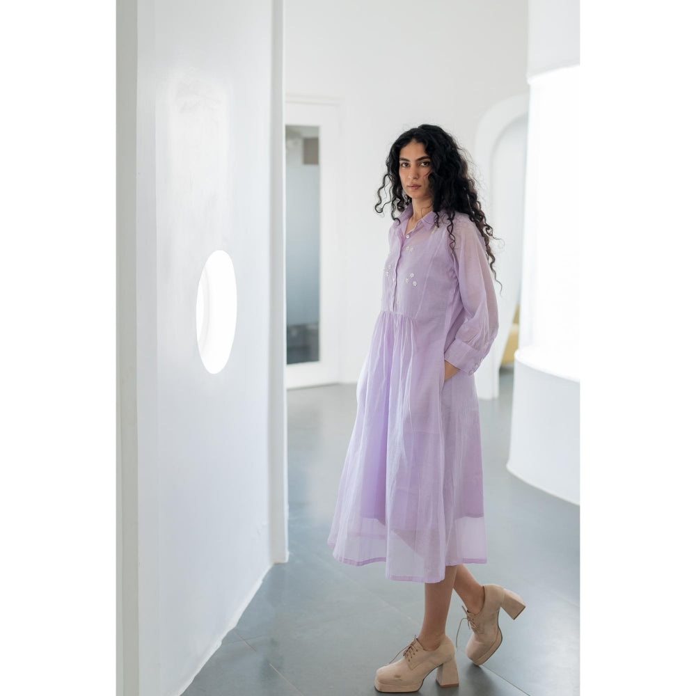 Silai Studio Pale Periwinkle Chanderi Dress