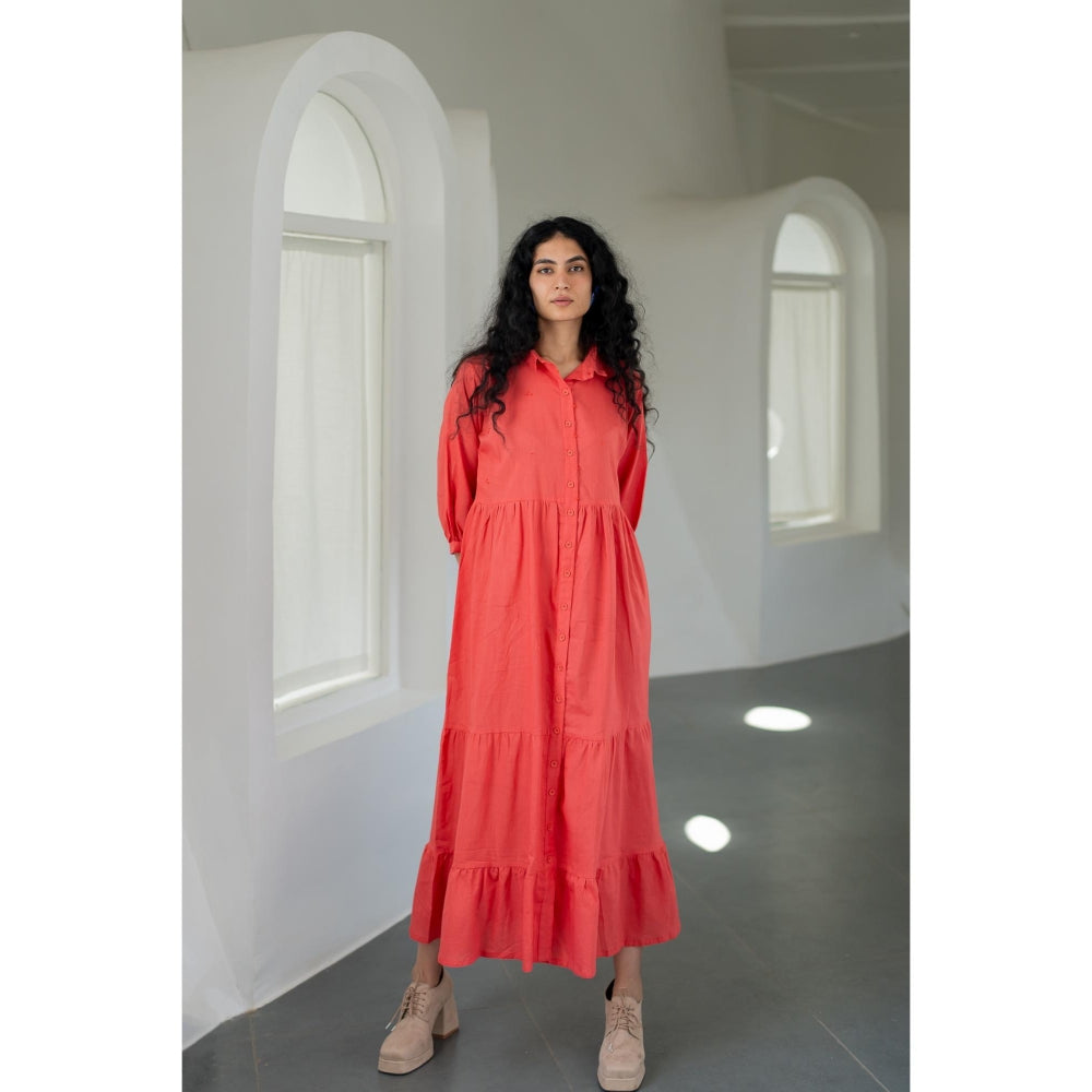 Silai Studio Coral Tiered Dress