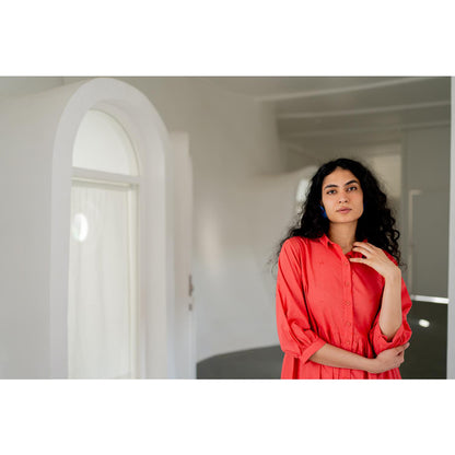 Silai Studio Coral Tiered Dress