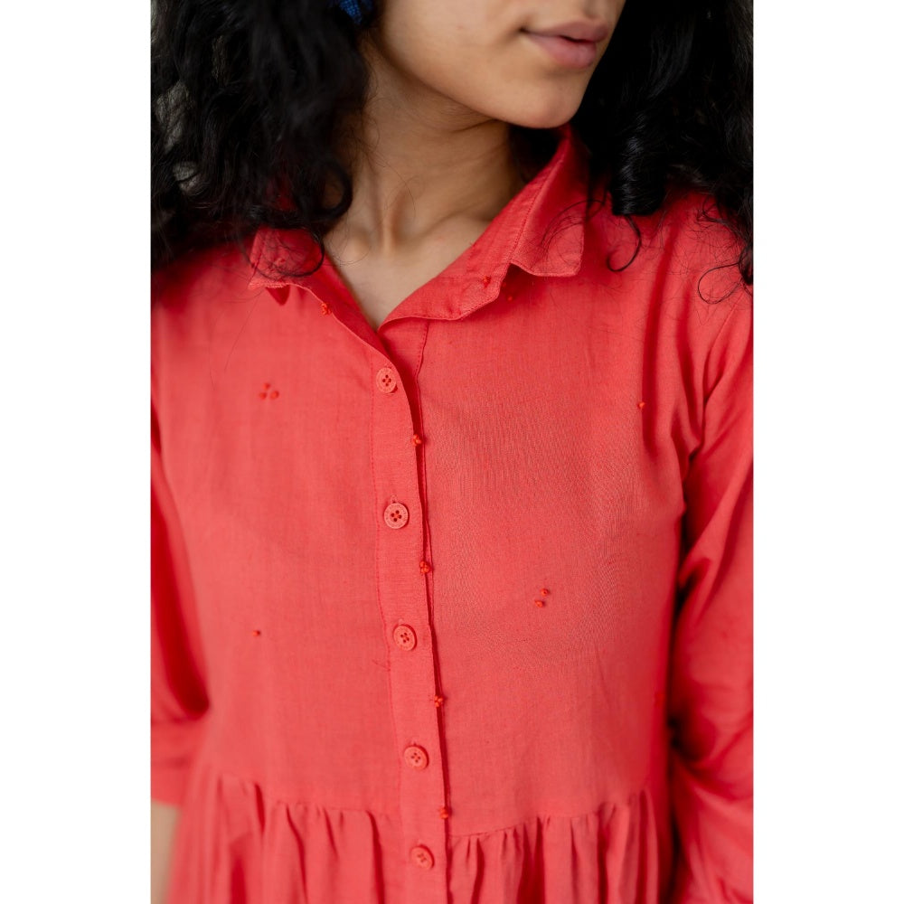 Silai Studio Coral Tiered Dress