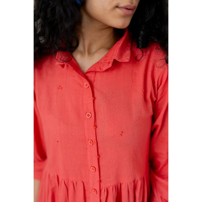 Silai Studio Coral Tiered Dress