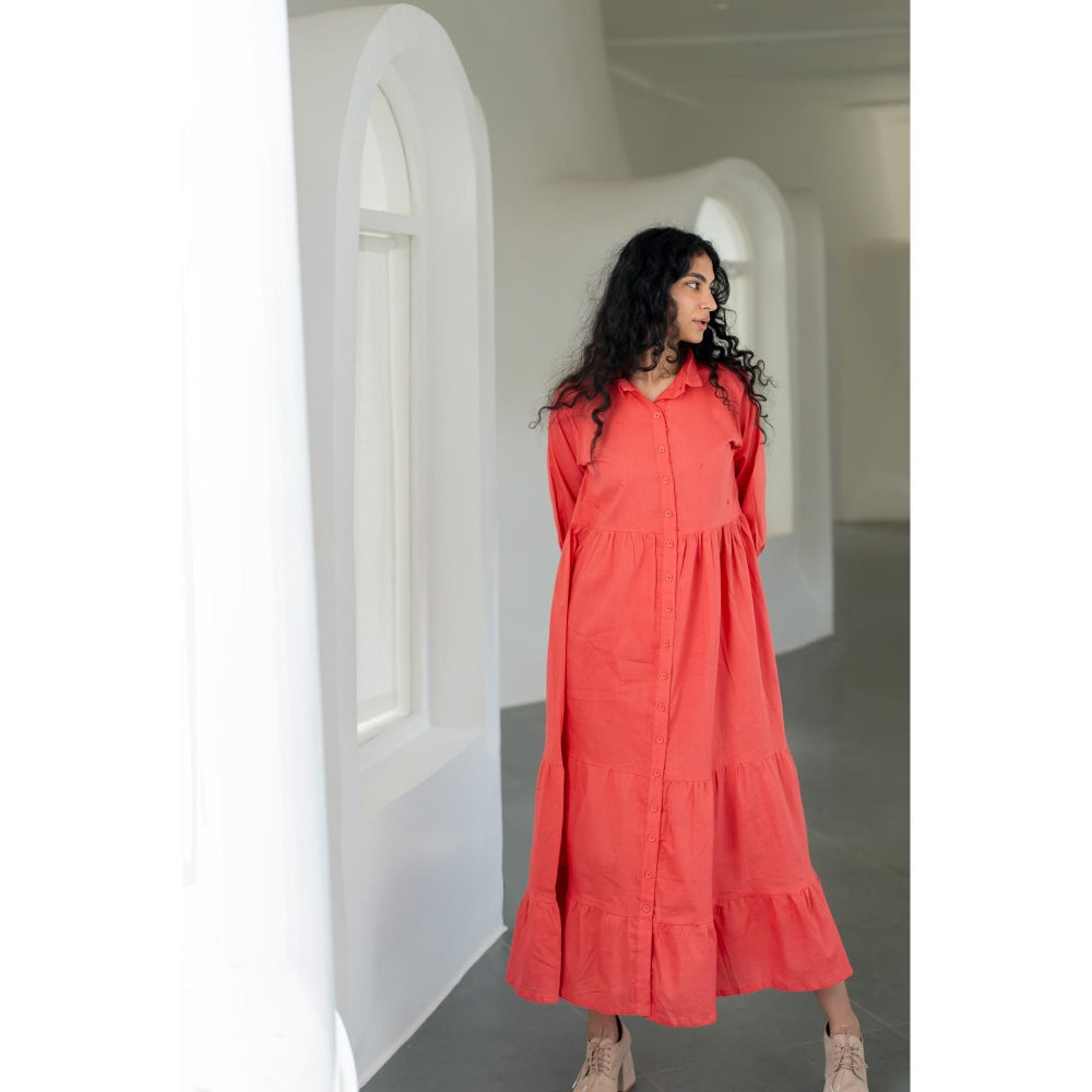 Silai Studio Coral Tiered Dress