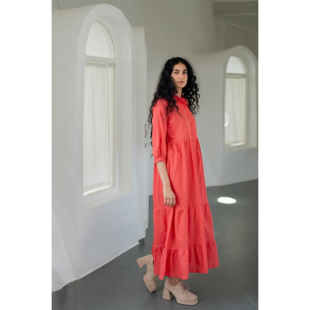 Silai Studio Coral Tiered Dress