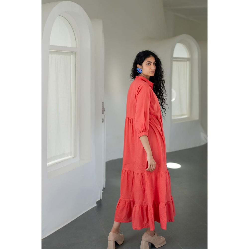 Silai Studio Coral Tiered Dress