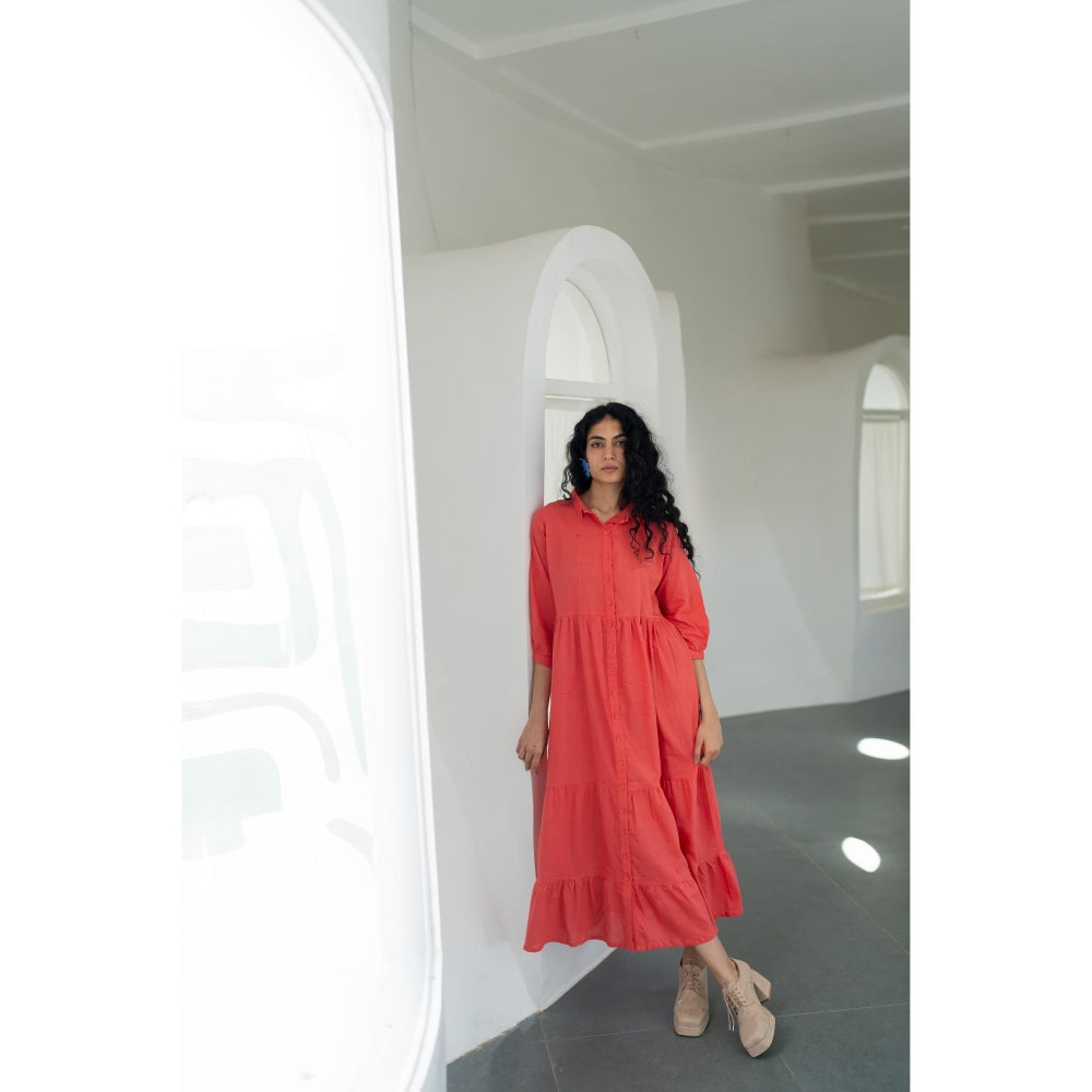 Silai Studio Coral Tiered Dress
