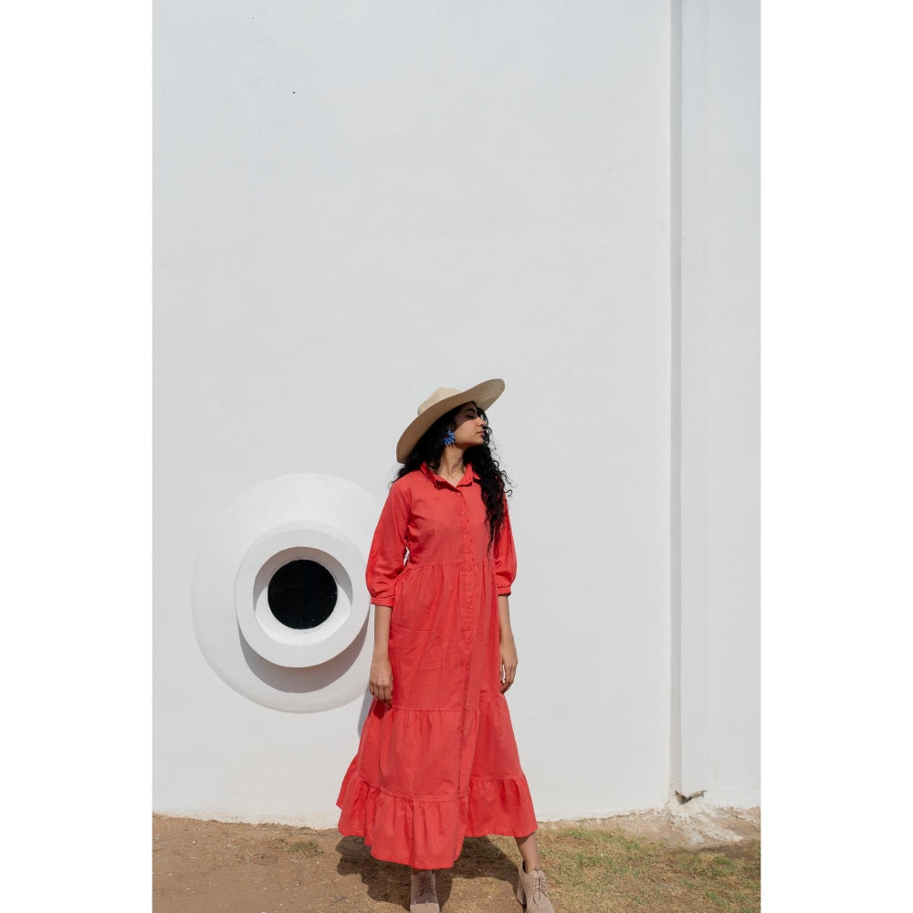 Silai Studio Coral Tiered Dress