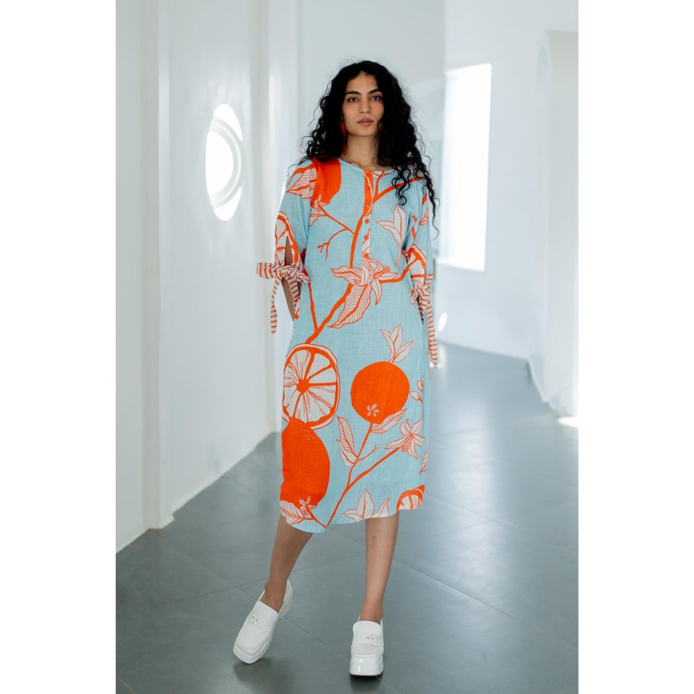 Silai Studio Mandarin Print Cotton Dress