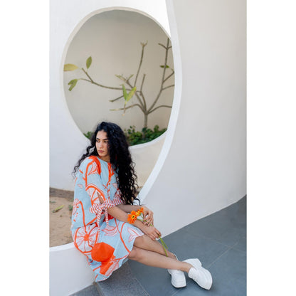 Silai Studio Mandarin Print Cotton Dress