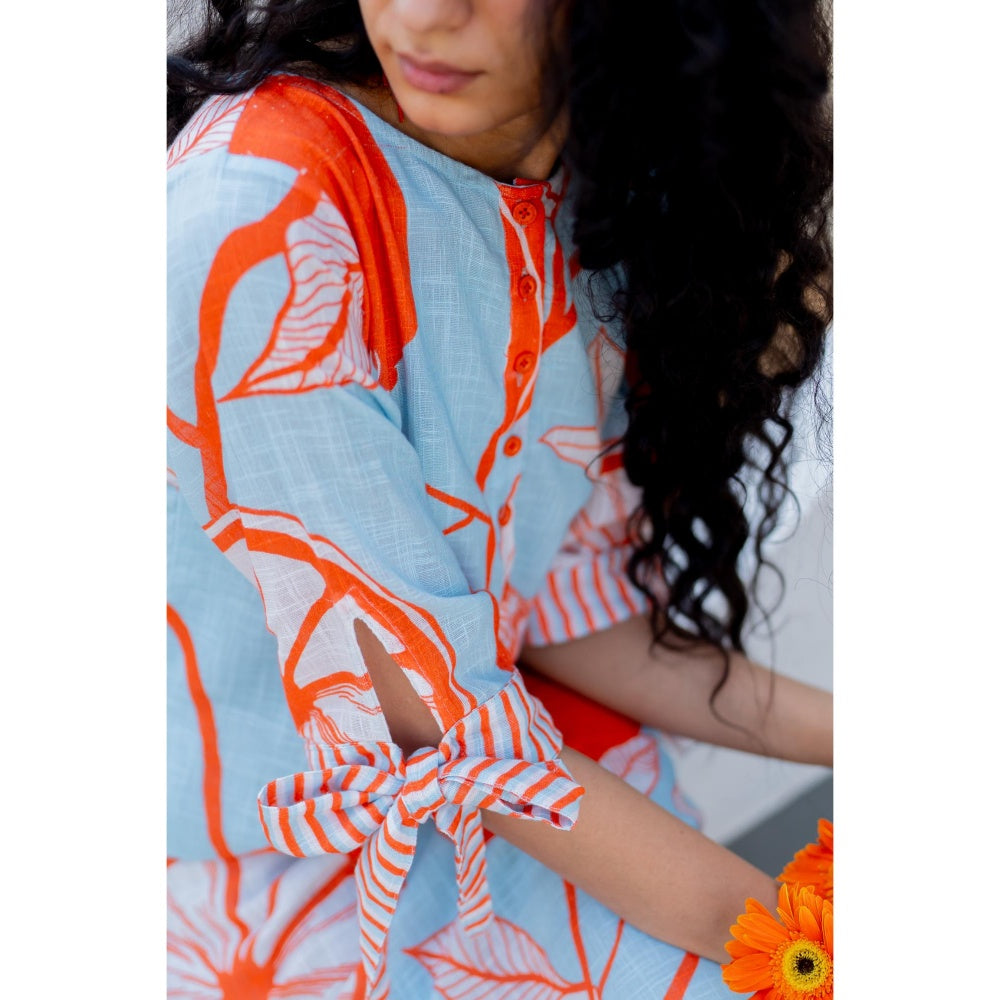 Silai Studio Mandarin Print Cotton Dress