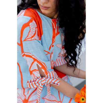 Silai Studio Mandarin Print Cotton Dress