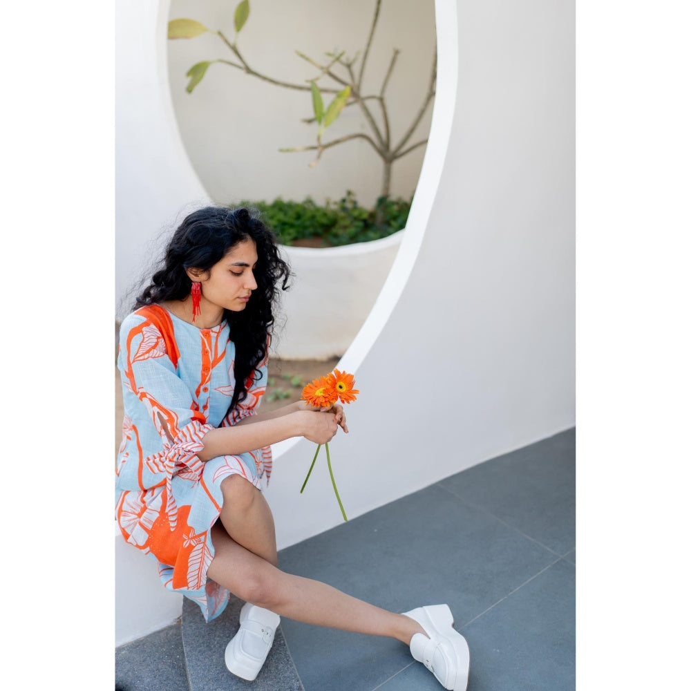 Silai Studio Mandarin Print Cotton Dress