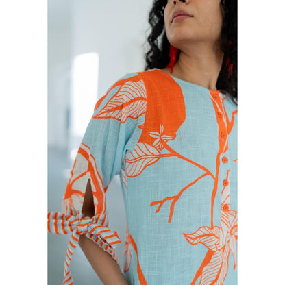 Silai Studio Mandarin Print Cotton Dress