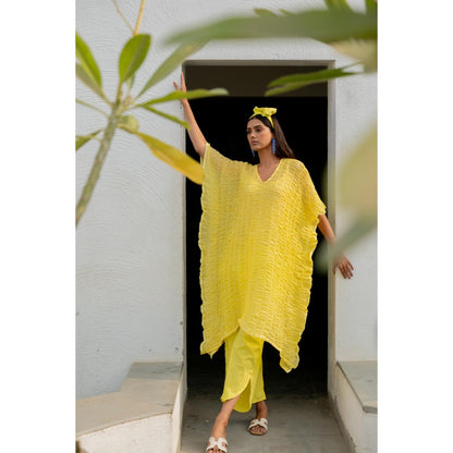 Silai Studio Iced Lemon Kaftan with Inner (Set of 2)
