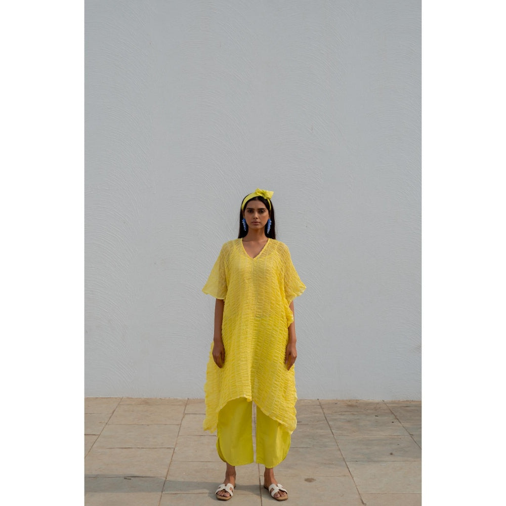 Silai Studio Iced Lemon Kaftan with Inner (Set of 2)