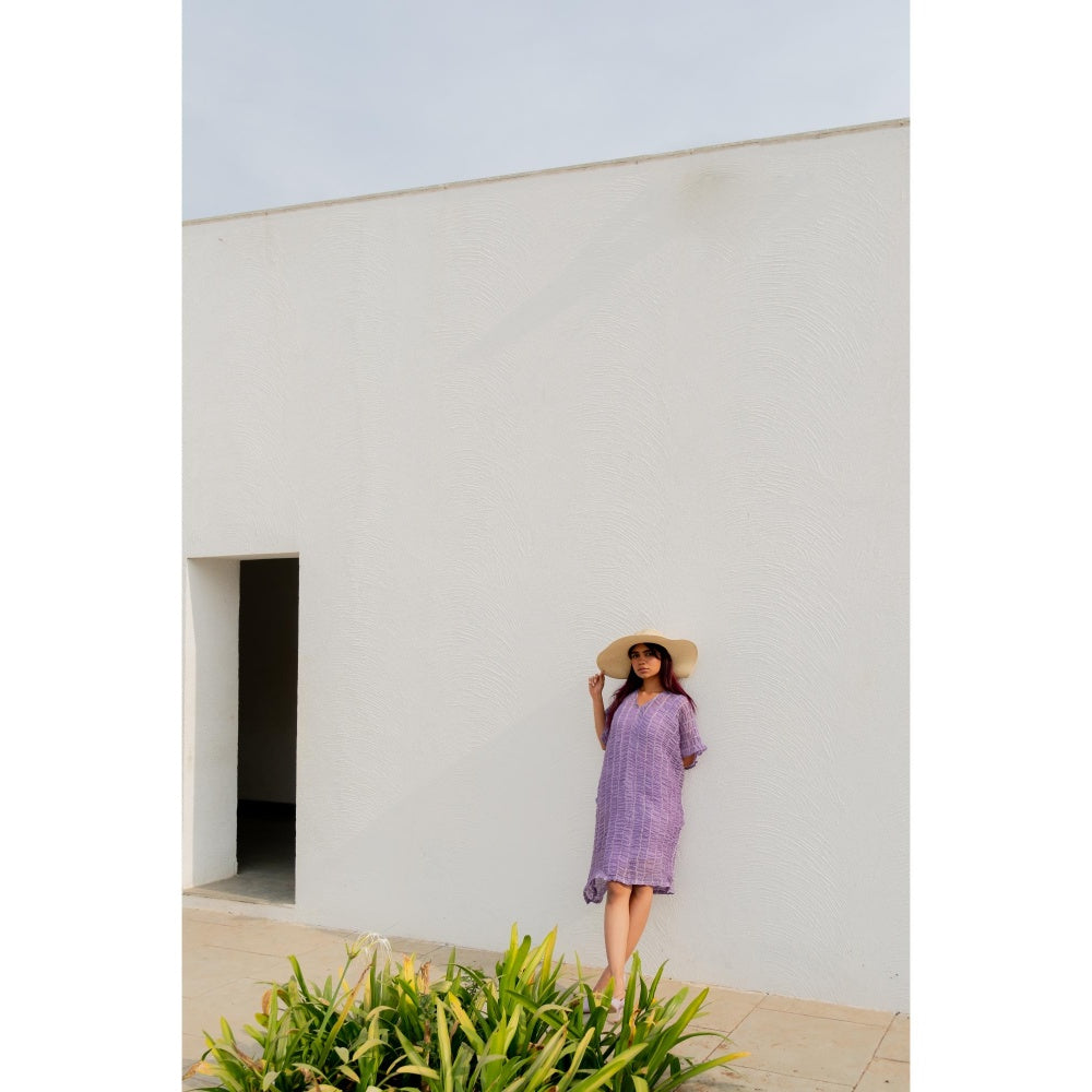 Silai Studio Thistle Lavender Cocoon Kaftan Dress with Inner (Set of 2)