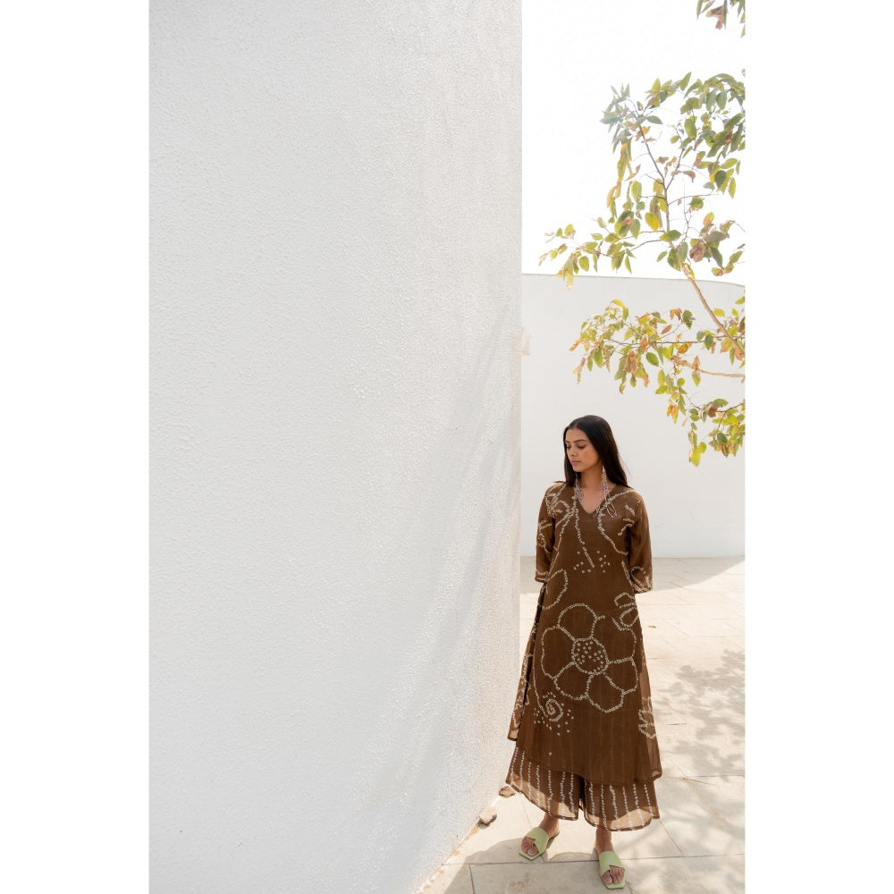 Silai Studio Rosewood Bandhani Kurta with Inner (Set of 2)