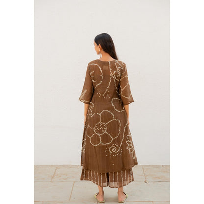 Silai Studio Rosewood Bandhani Kurta with Inner (Set of 2)