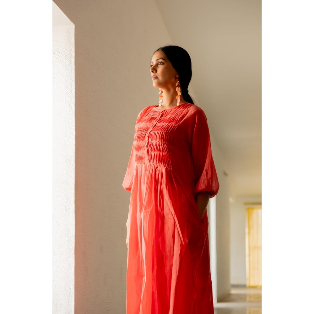 Silai Studio Coral Pleated Kurta with Inner (Set of 2)