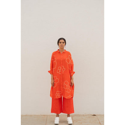Silai Studio Burnt Orange Bandhani Kurta with Inner (Set of 2)