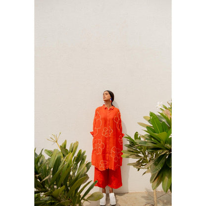 Silai Studio Burnt Orange Bandhani Kurta with Inner (Set of 2)