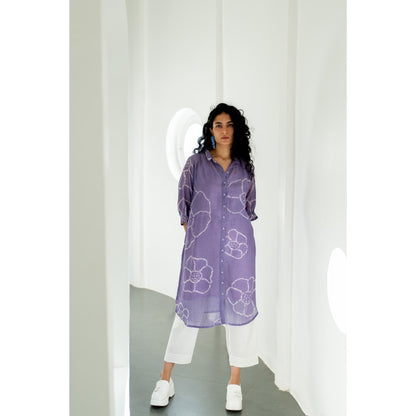 Silai Studio Periwinkle Bandhej Kurta with Inner (Set of 2)