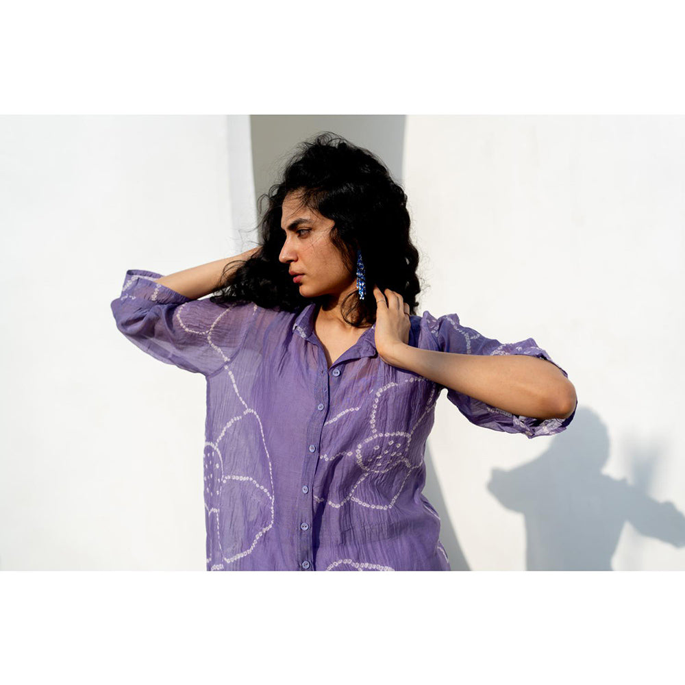 Silai Studio Periwinkle Bandhej Kurta with Inner (Set of 2)