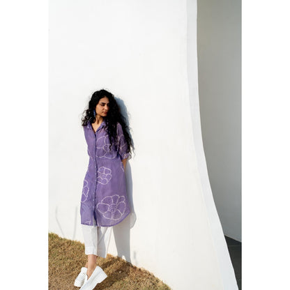 Silai Studio Periwinkle Bandhej Kurta with Inner (Set of 2)