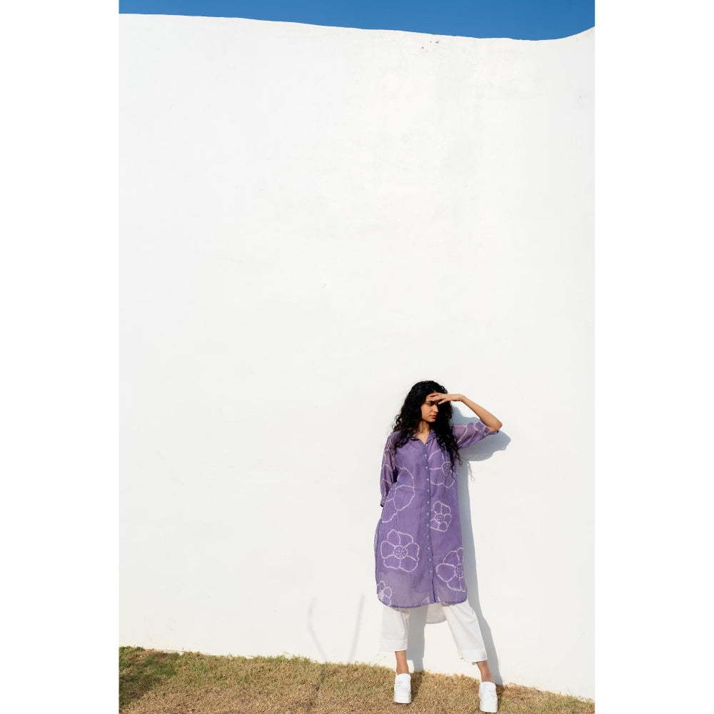 Silai Studio Periwinkle Bandhej Kurta with Inner (Set of 2)