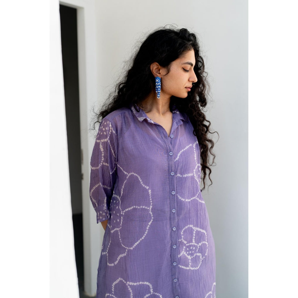 Silai Studio Periwinkle Bandhej Kurta with Inner (Set of 2)