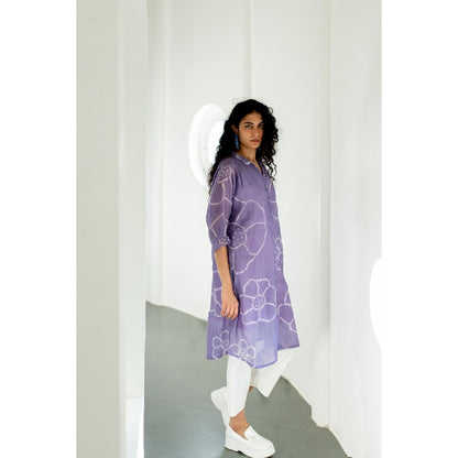 Silai Studio Periwinkle Bandhej Kurta with Inner (Set of 2)