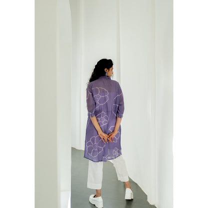Silai Studio Periwinkle Bandhej Kurta with Inner (Set of 2)
