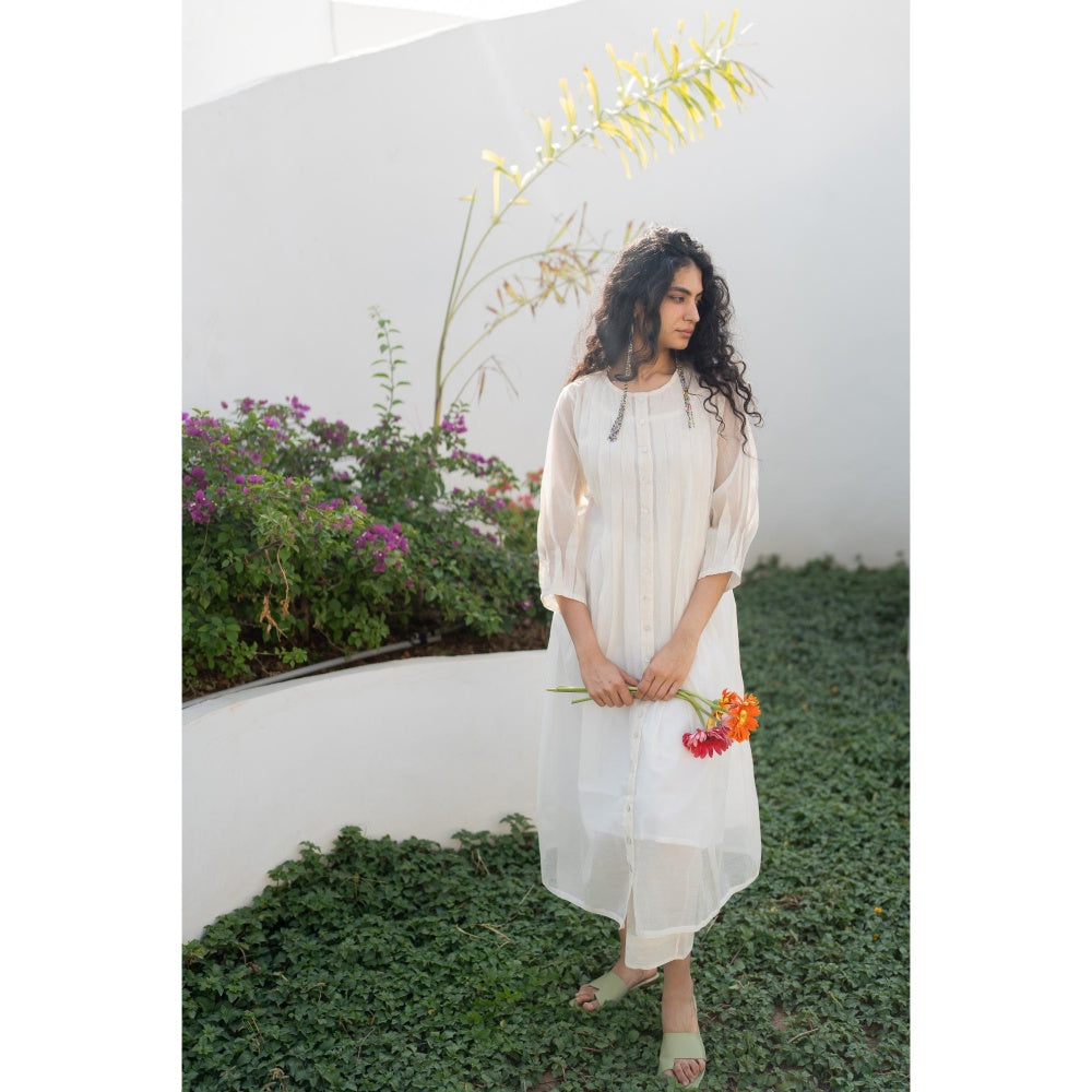 Silai Studio Dewy Mist Pleated Kurta with Inner (Set of 2)
