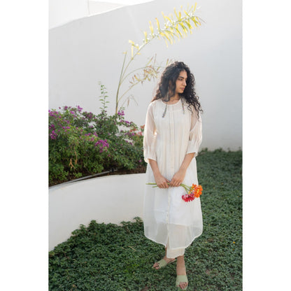 Silai Studio Dewy Mist Pleated Kurta with Inner (Set of 2)