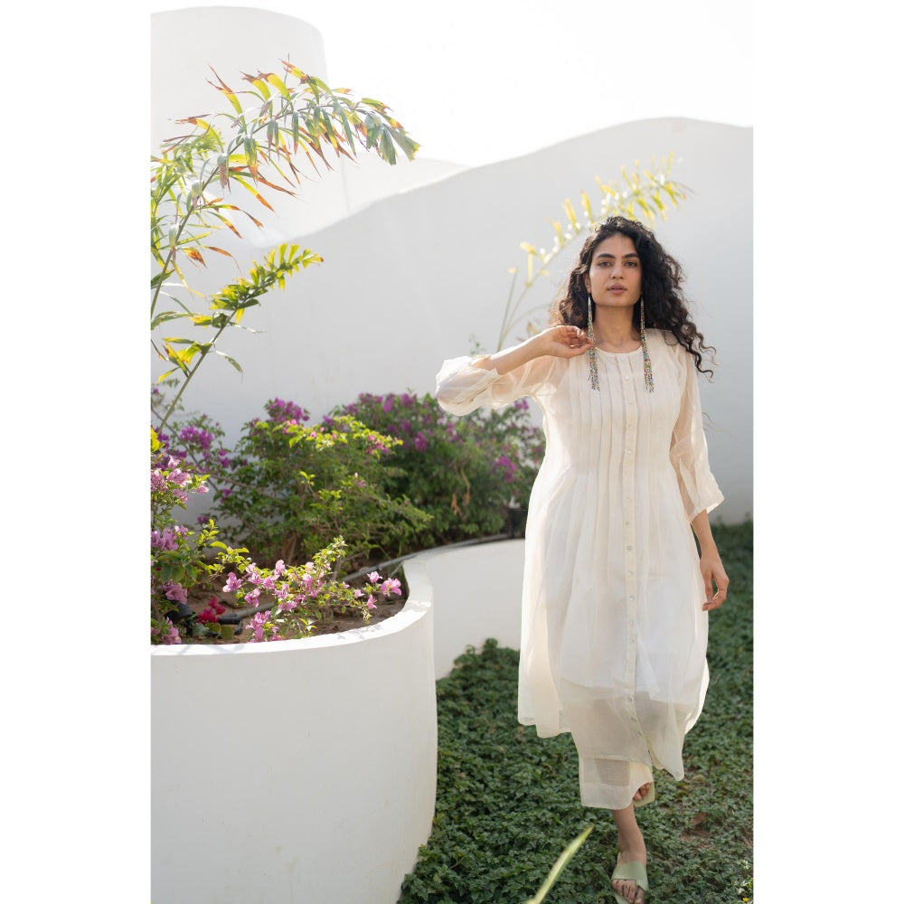 Silai Studio Dewy Mist Pleated Kurta with Inner (Set of 2)