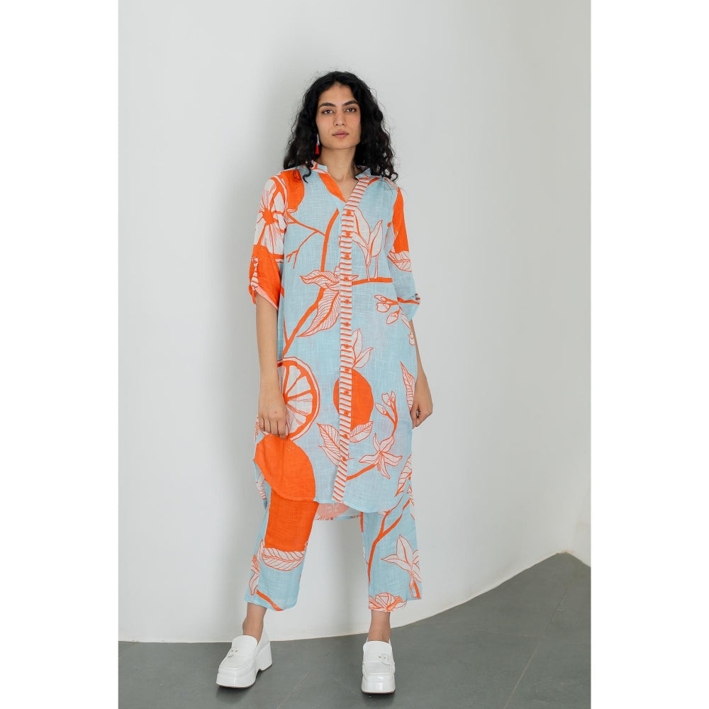 Silai Studio Mandarin Print Cotton Kurta