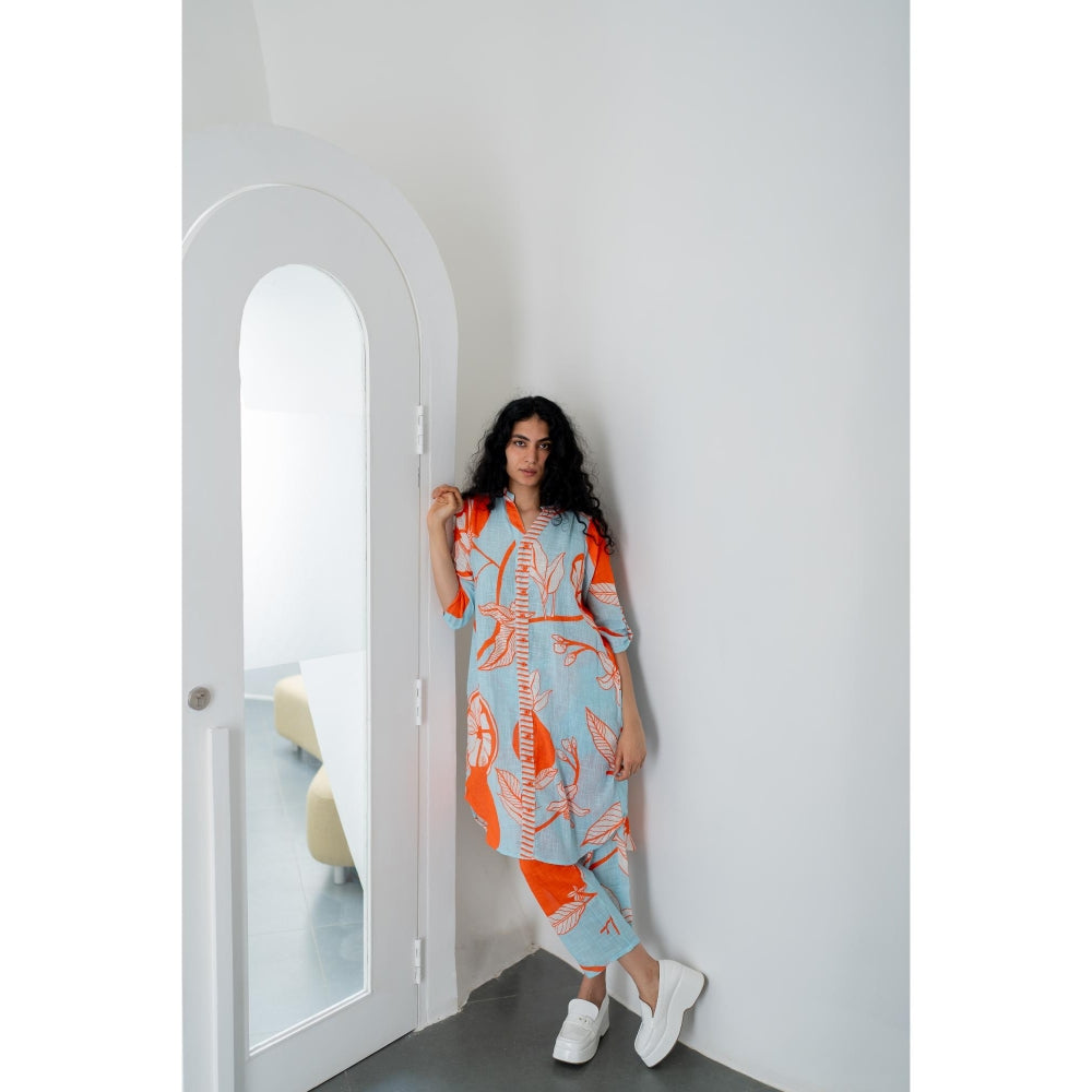 Silai Studio Mandarin Print Cotton Kurta