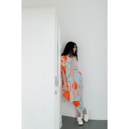 Silai Studio Mandarin Print Cotton Kurta